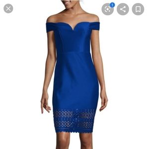 Bisou bisou cobalt blue off shoulder dress